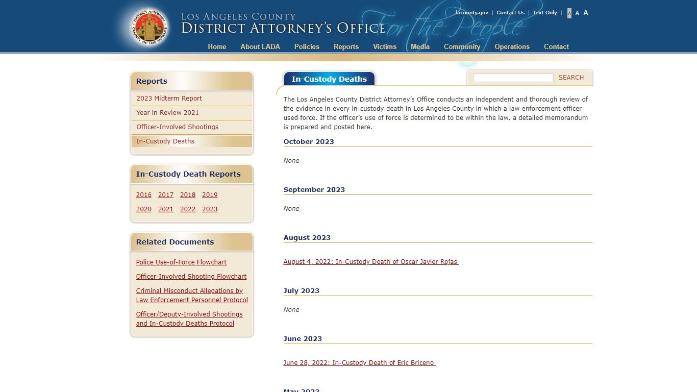 In-Custody Deaths | Los Angeles County District Attorney's Office